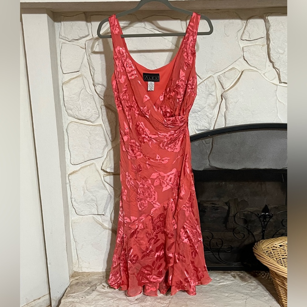 Vintage Alex evenings witchy romantic fairy core beaded floral dress